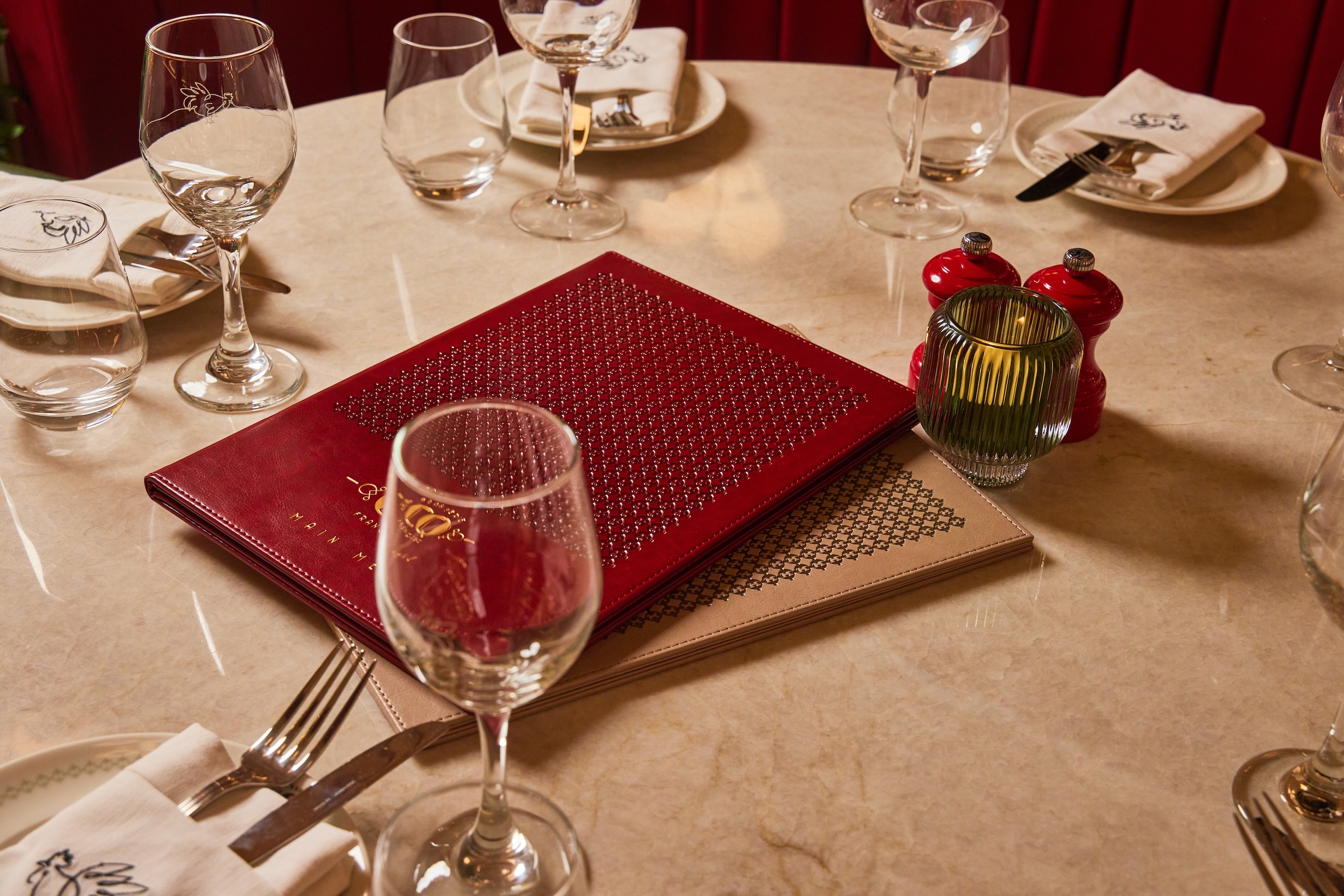 Elegant table set for a formal dinner.